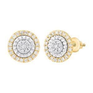 14k Gold 0.25 ct Pavé Round Halo Stud Earrings